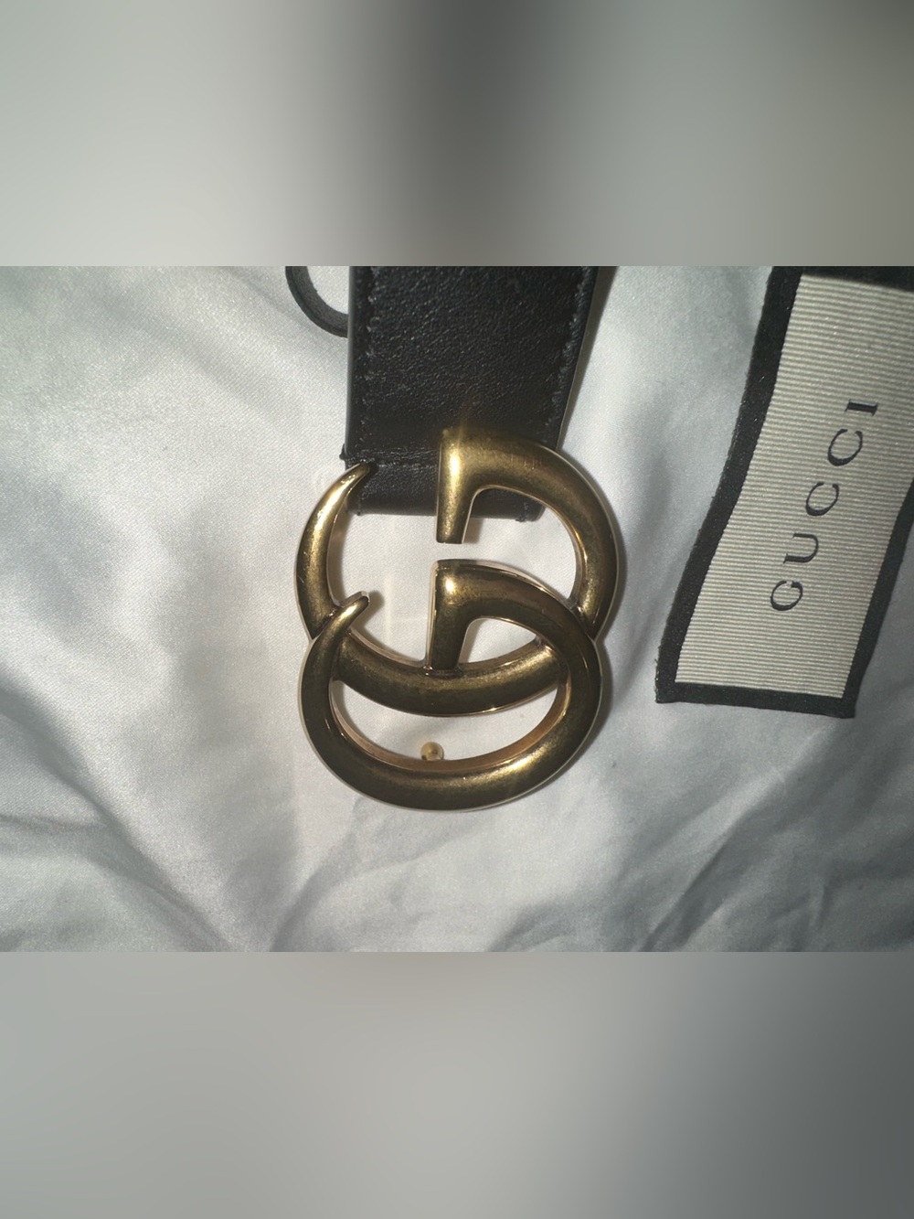 Gucci Marmont Black Leather Belt with Gold Interlocking GG Buckle - Picture 14 of 16